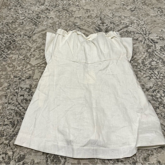 DISSH Aisle Bow Linen Dress Solid White Mini Style Strapless Size 12 US Women’s - Picture 7 of 11